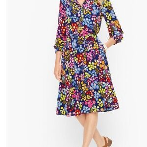 Talbots Multicolor Floral Long Sleeve Dress